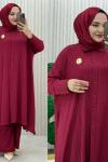 Arzu pantolonlu takım Bordo