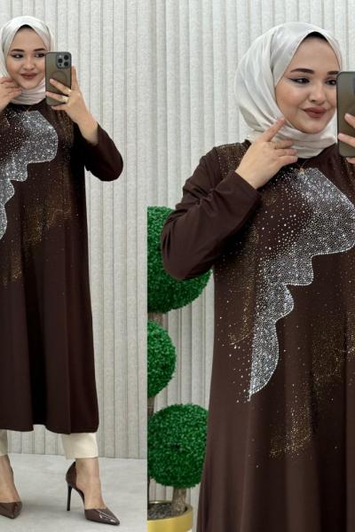 Defile tunik Kahverengi