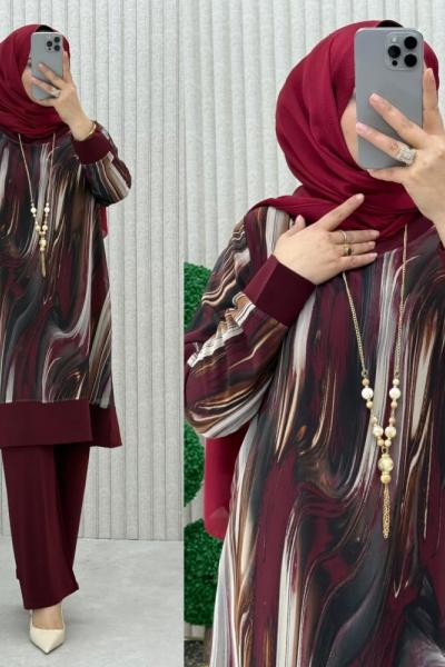 Alina 2 li Takım  Bordo
