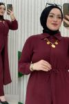 Serçe pantolonlu takım Bordo