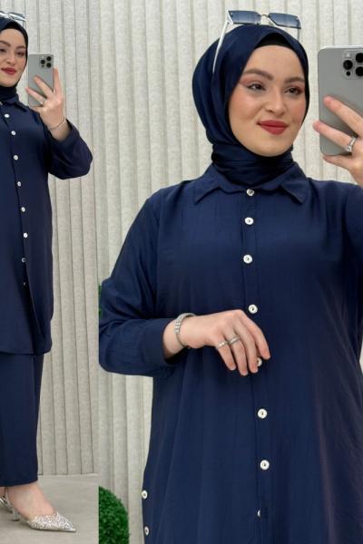 Selena pantolonlu takım Lacivert