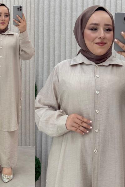 Selena pantolonlu takım Taş Rengi