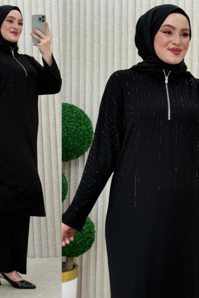 Çağlar pantolonlu takım Siyah