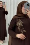 Müyesser pantolonlu takım  Kahverengi