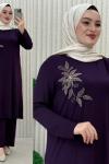 Müyesser pantolonlu takım  Mürdüm