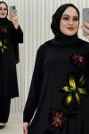 Sonay çiçekli takım Siyah