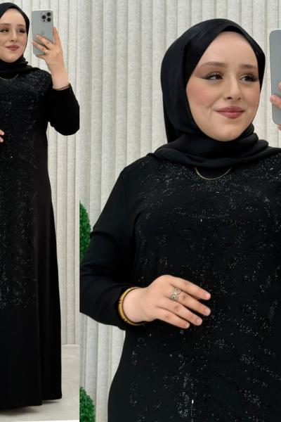 Ceyda Taşlı Elbise Siyah