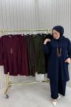 Binnaz pantolonlu takım Bordo