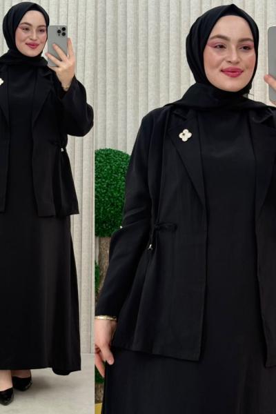Gülsüm ceketli Elbise takım Siyah