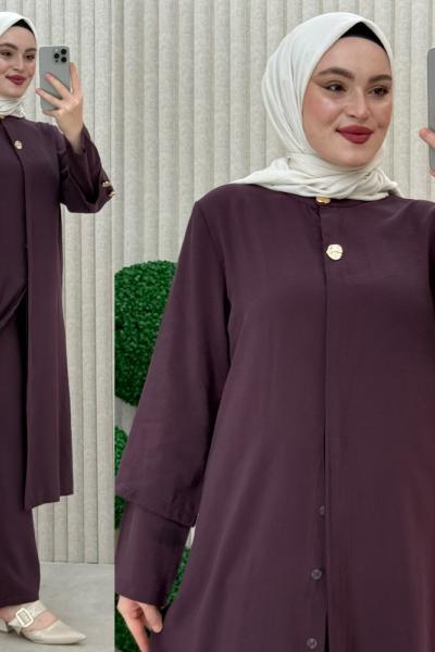 Yekta pantolonlu takım Mürdüm
