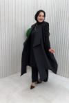 File Detaylı yelek Siyah