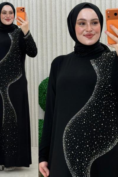 Nora Taş İşlemeli Elbise Siyah