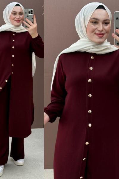 Sezay pantolonlu takım Bordo