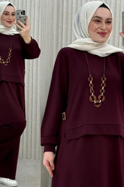 Süha pantolonlu takım Bordo