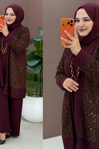 Lili 3 lü Takım Bordo