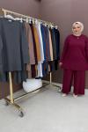 Dila Pantolonlu Takım Bordo
