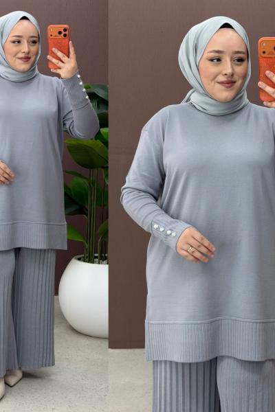 Dila Pantolonlu Takım Açık Gri