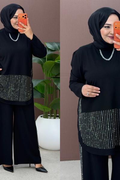 Bihter pantolonlu takım Siyah