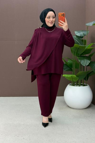 Dalia pantolonlu takım  Bordo