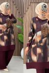 Silver pantolonlu takım Bordo