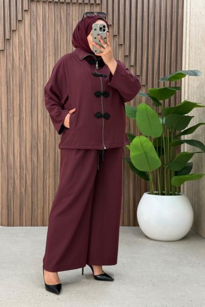 Feyza Ceketli Takım Bordo