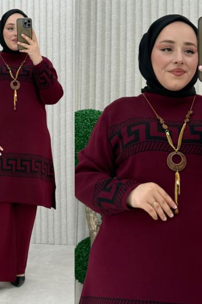 Athena Triko Pantolonlu Takım Bordo