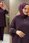 Zümra Pantolonlu Takım Bordo