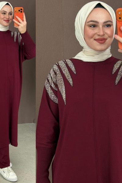 Eymen Pantolonlu Takım Bordo