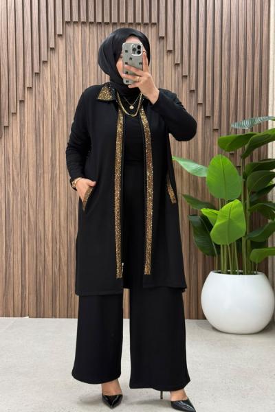 Berlin Pantolonlu Takım siyah gold