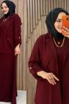 Aslı Oysho Ceketli Elbise Takım Bordo