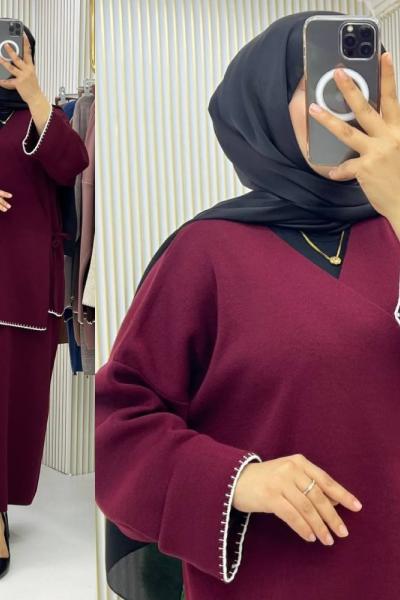 Nefise Etekli Takım Bordo