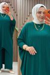 Zeyna triko pantolonlu takım Zümrüt