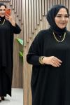 Zeyna triko pantolonlu takım Siyah