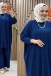Zeyna triko pantolonlu takım Lacivert